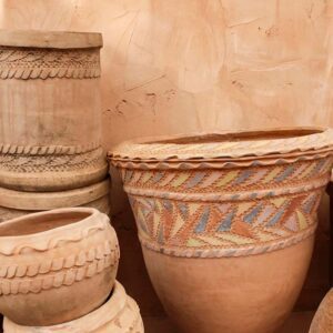 Maceta Grande con Motivos Geométricos